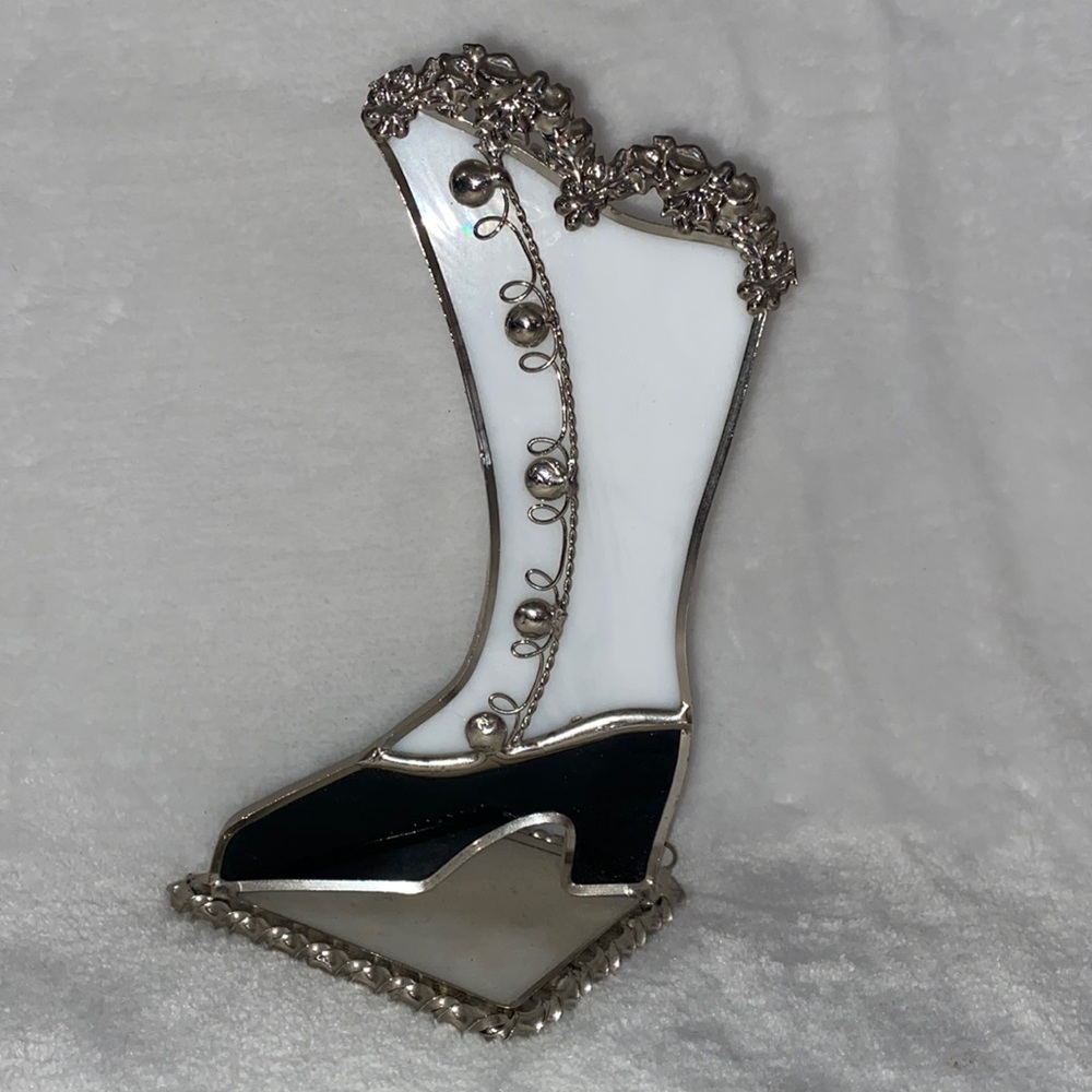 Victorian Boot Stained Glass Vintage Decorative Art